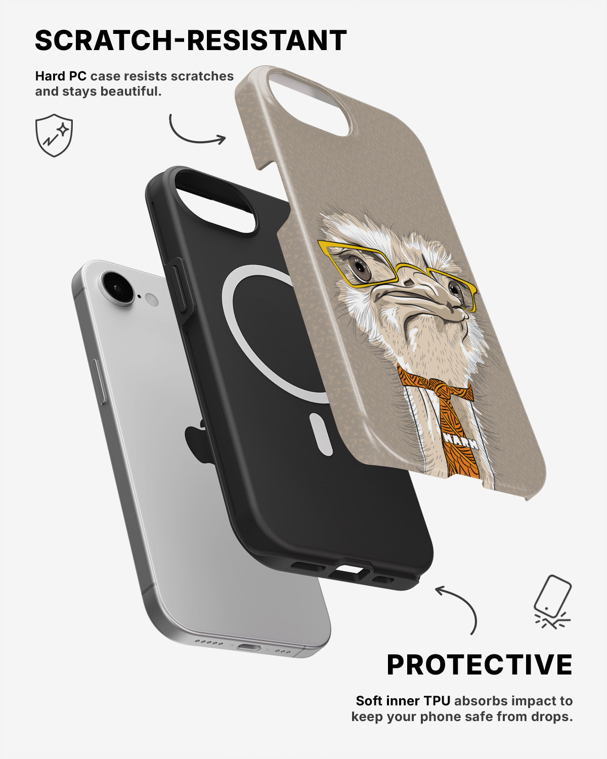 iPhone 17e Tough Case – Hipster Ostrich - View 2