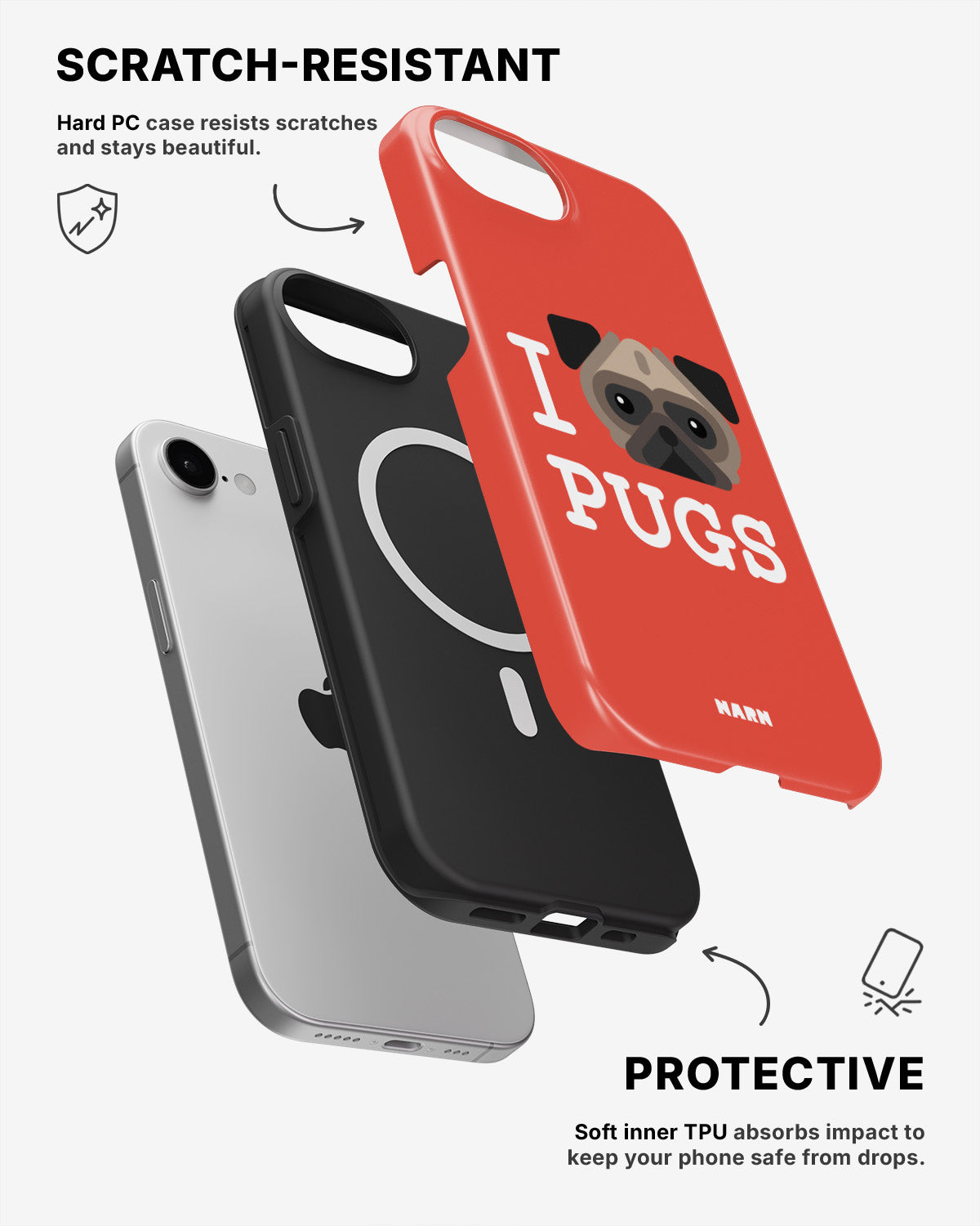 iPhone 17e Tough Case – I Love Pugs - View 2