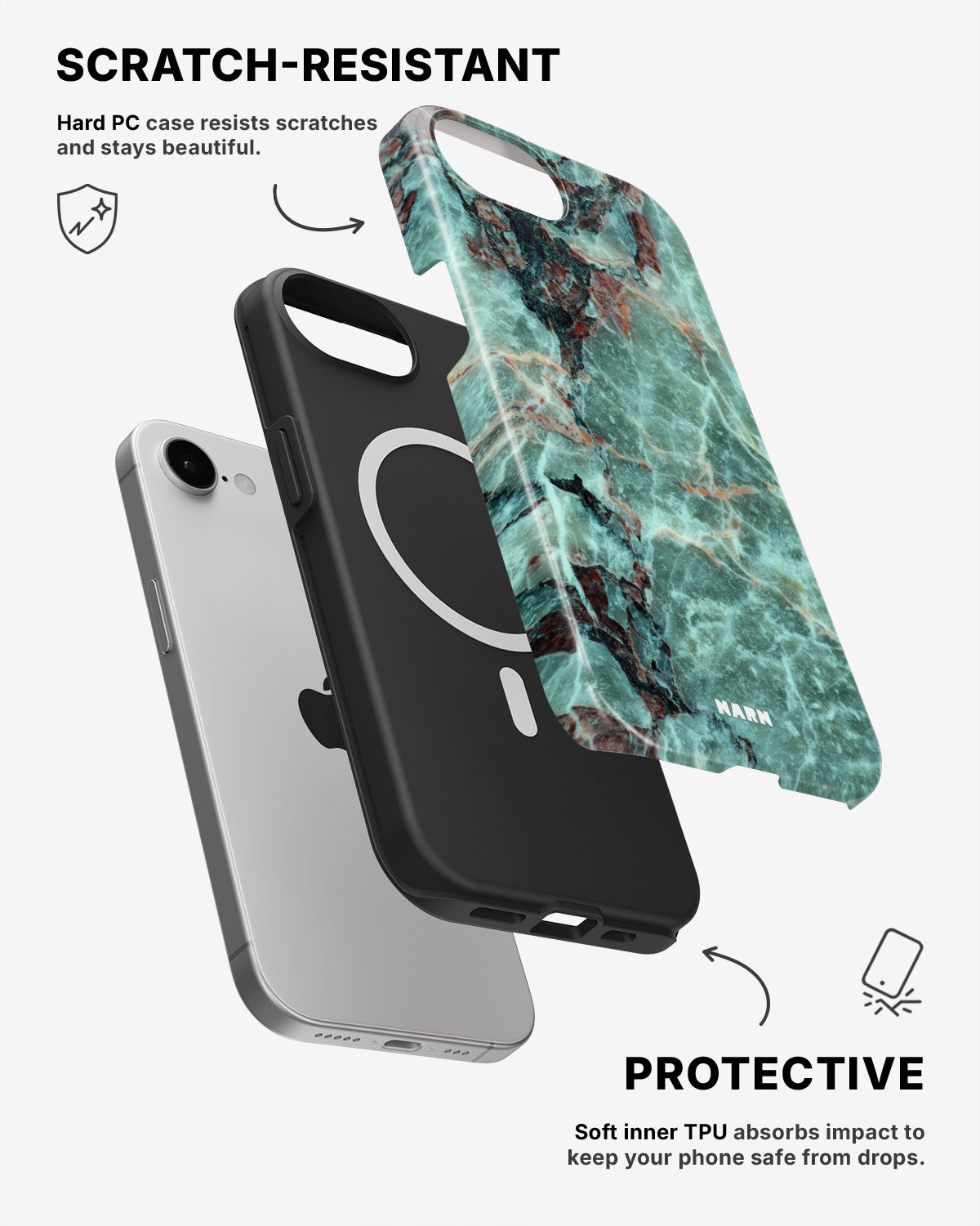 iPhone 17e Tough Case – Green Marble - View 2