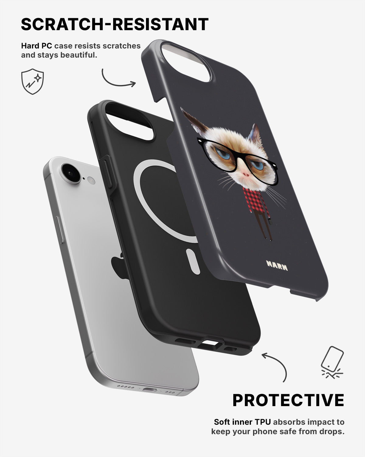 iPhone 17e Tough Case – Hipster Cat - View 2