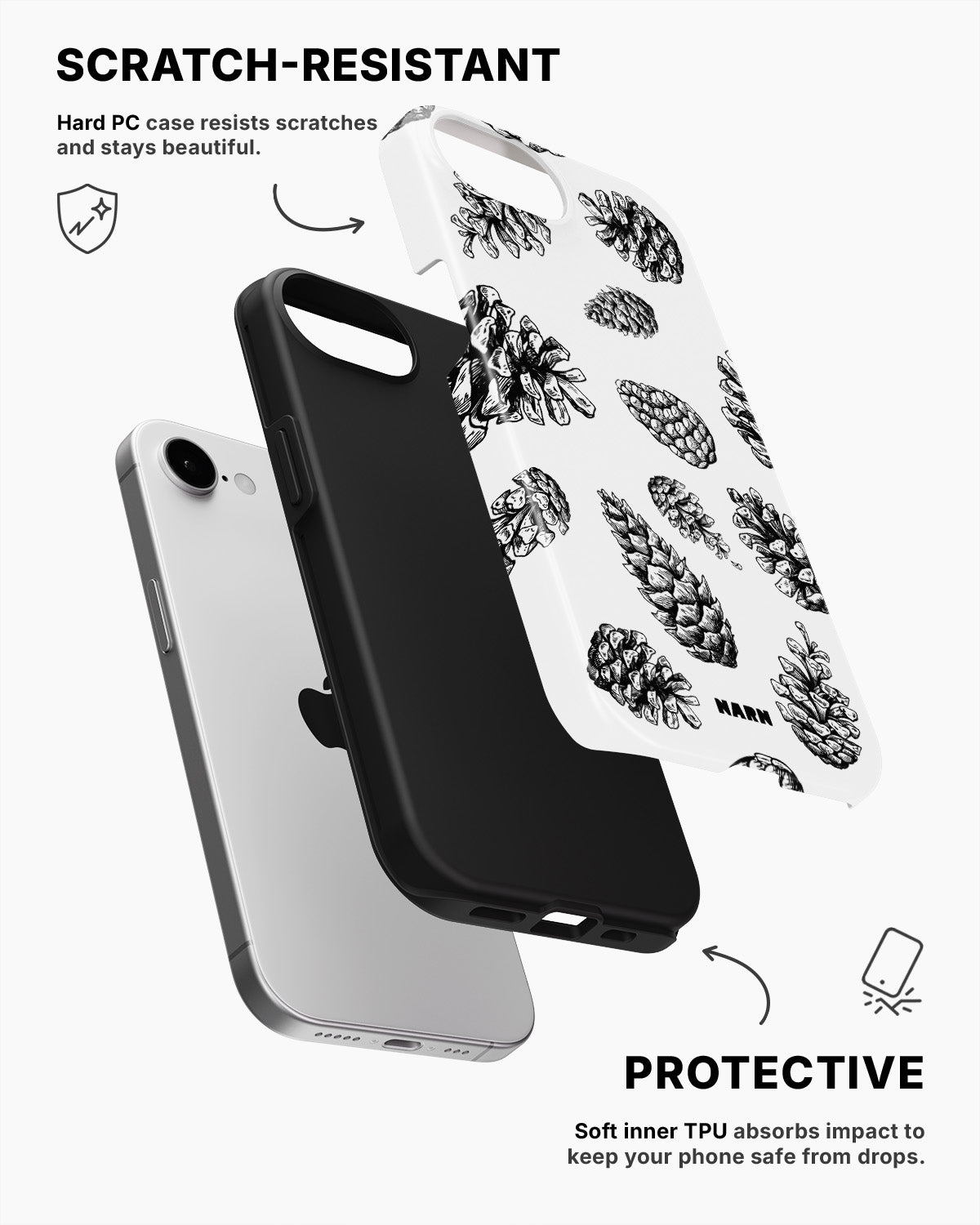 iPhone 17e Tough Case – Pine Cones - View 2