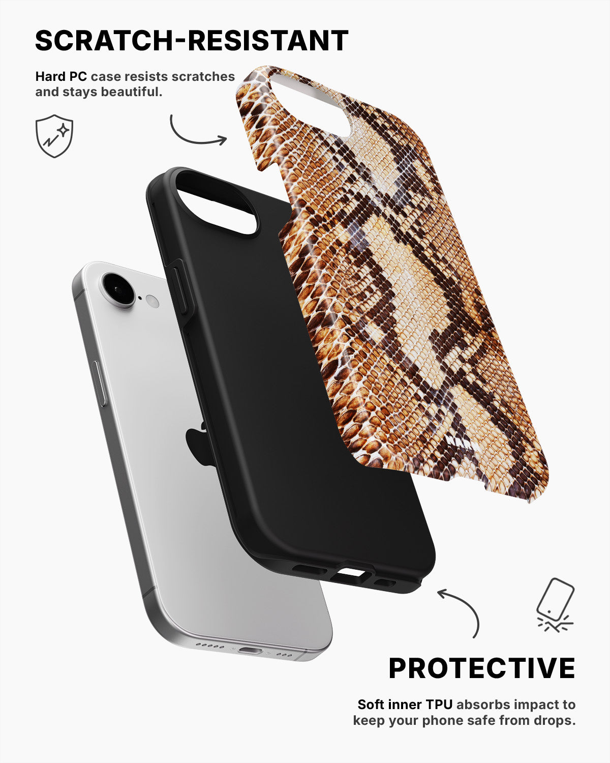 iPhone 17e Tough Case – Brown Snakeskin - View 2