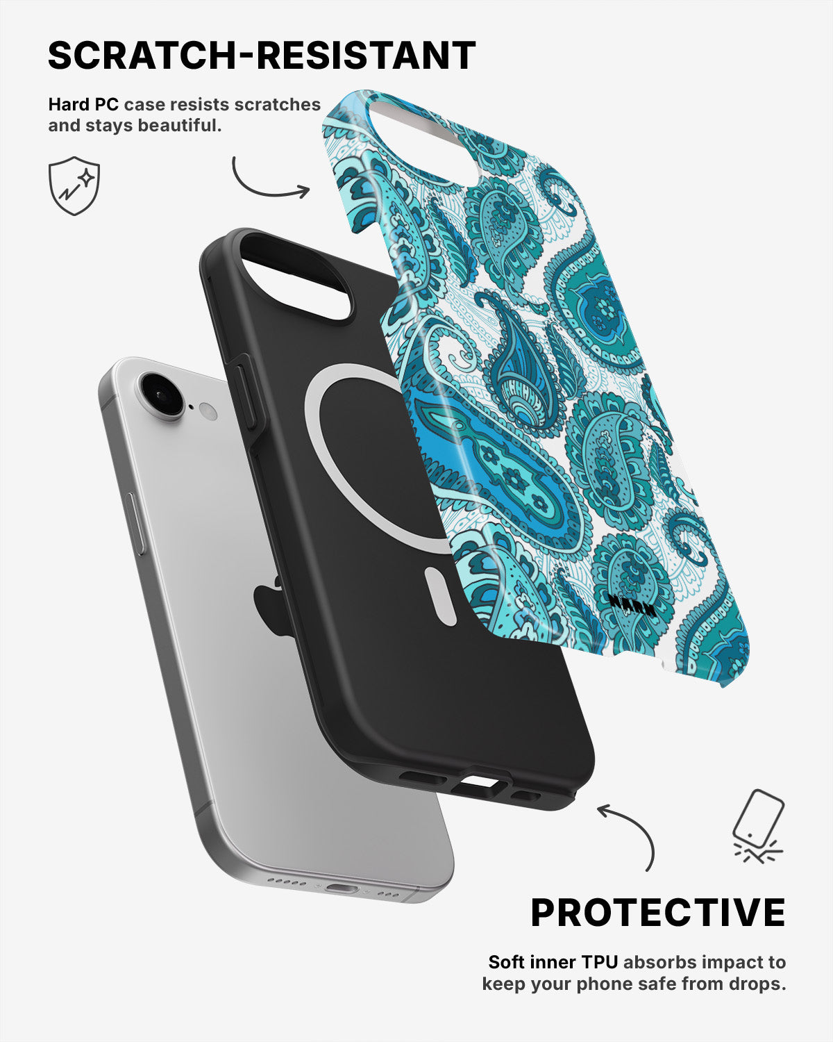 iPhone 17e Tough Case – Turquoise Paisley - View 2