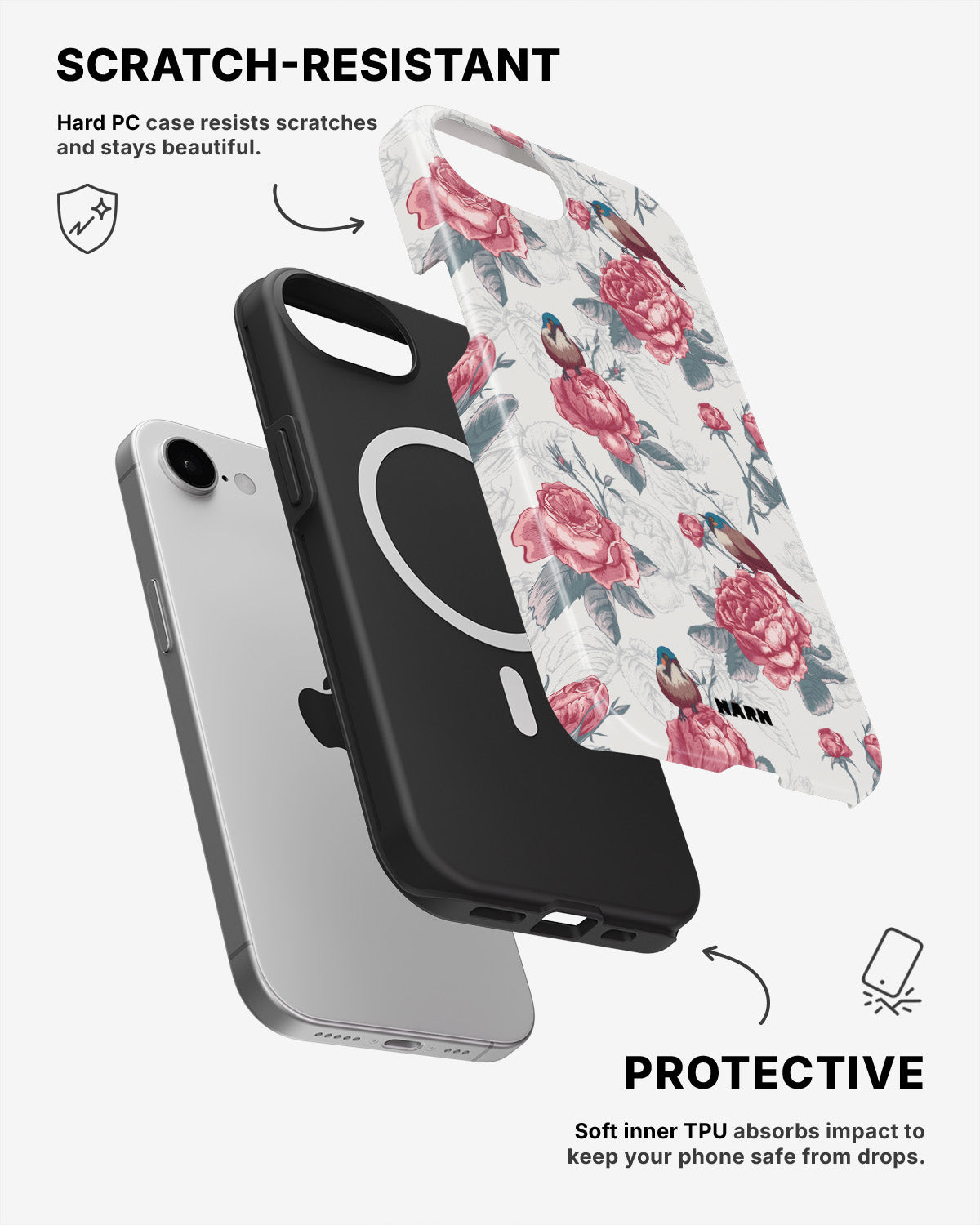 iPhone 17e Tough Case – Birds Among Roses - View 2