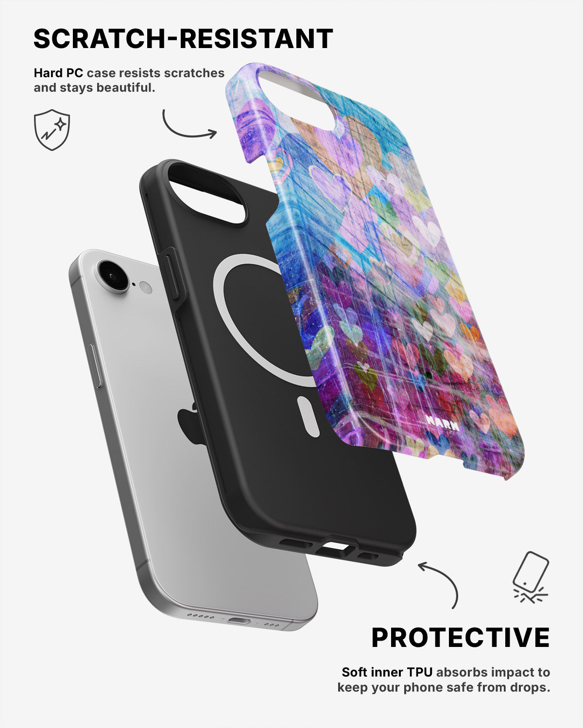 iPhone 17e Tough Case – Purple Hearts - View 2
