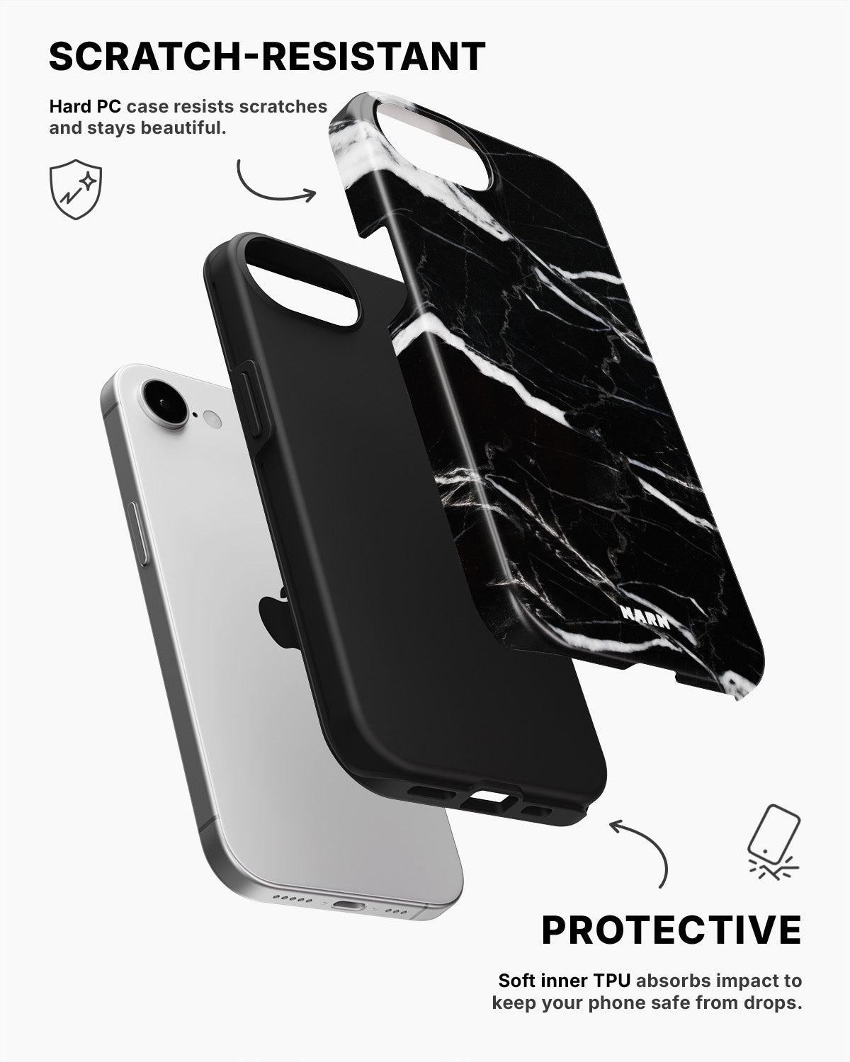 iPhone 17e Tough Case – Black Marble - View 2