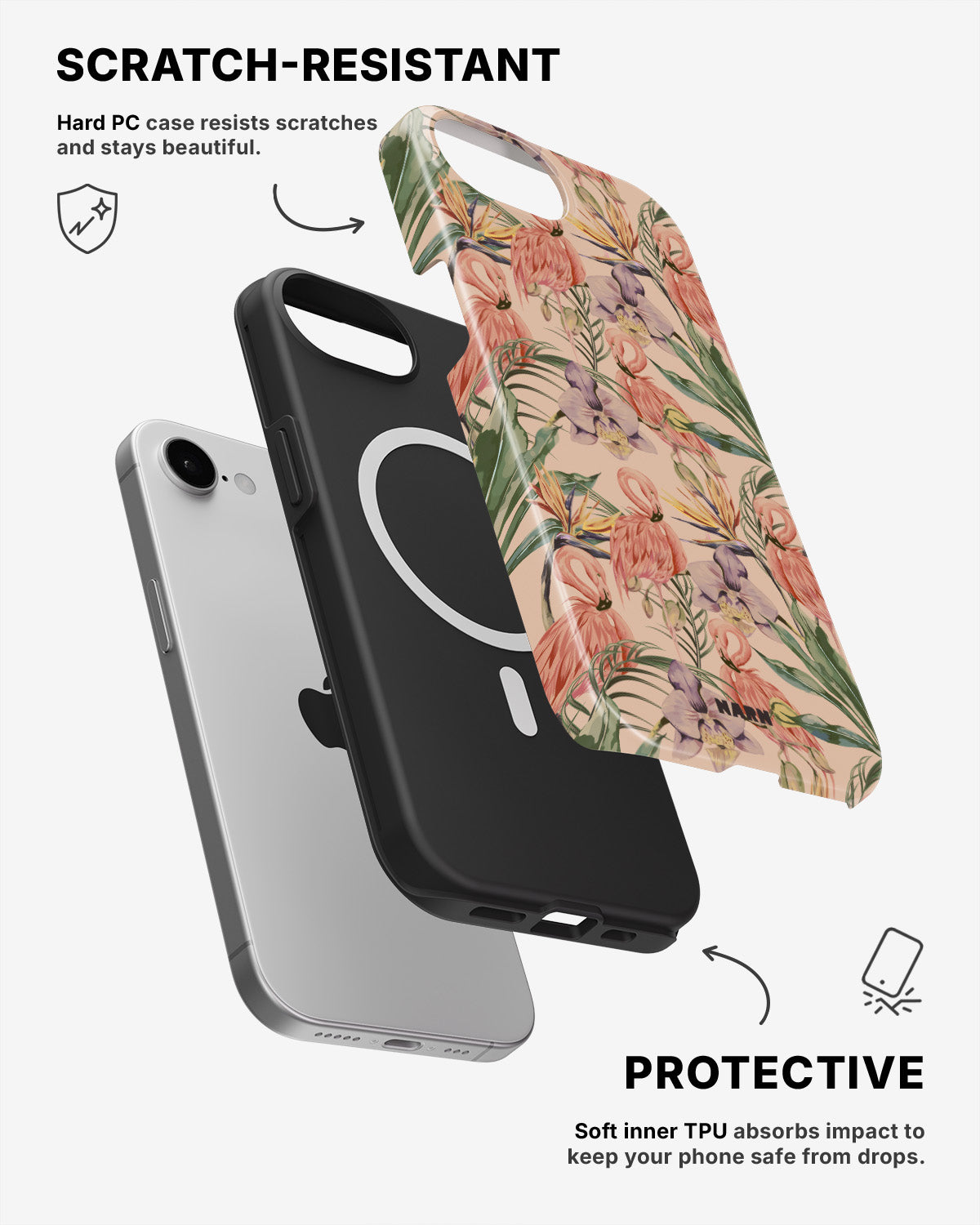 iPhone 17e Tough Case – Flamingos & Flowers - View 2