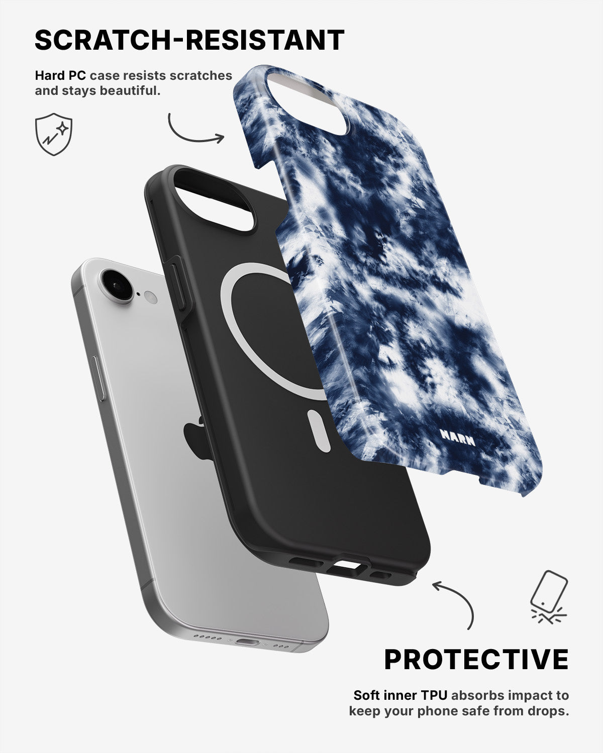 iPhone 17e Tough Case – Tie Dye Blue - View 2