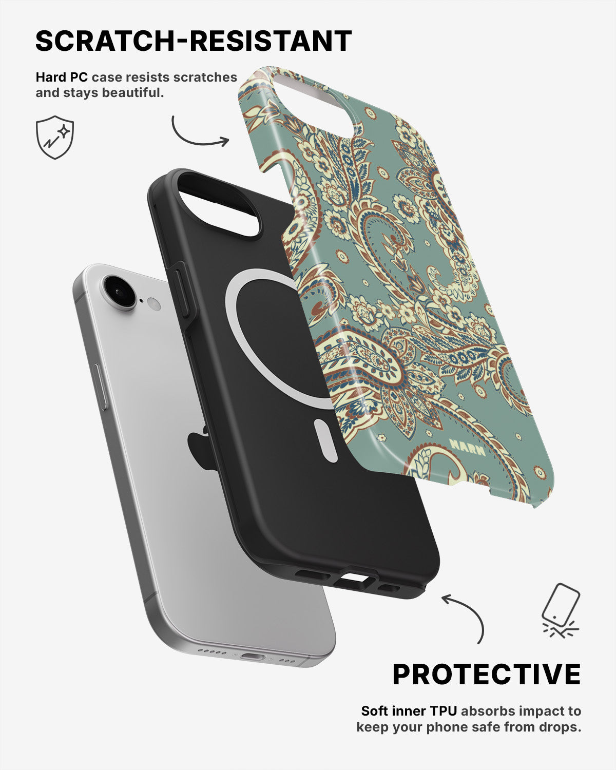 iPhone 17e Tough Case – Paisley Green - View 2