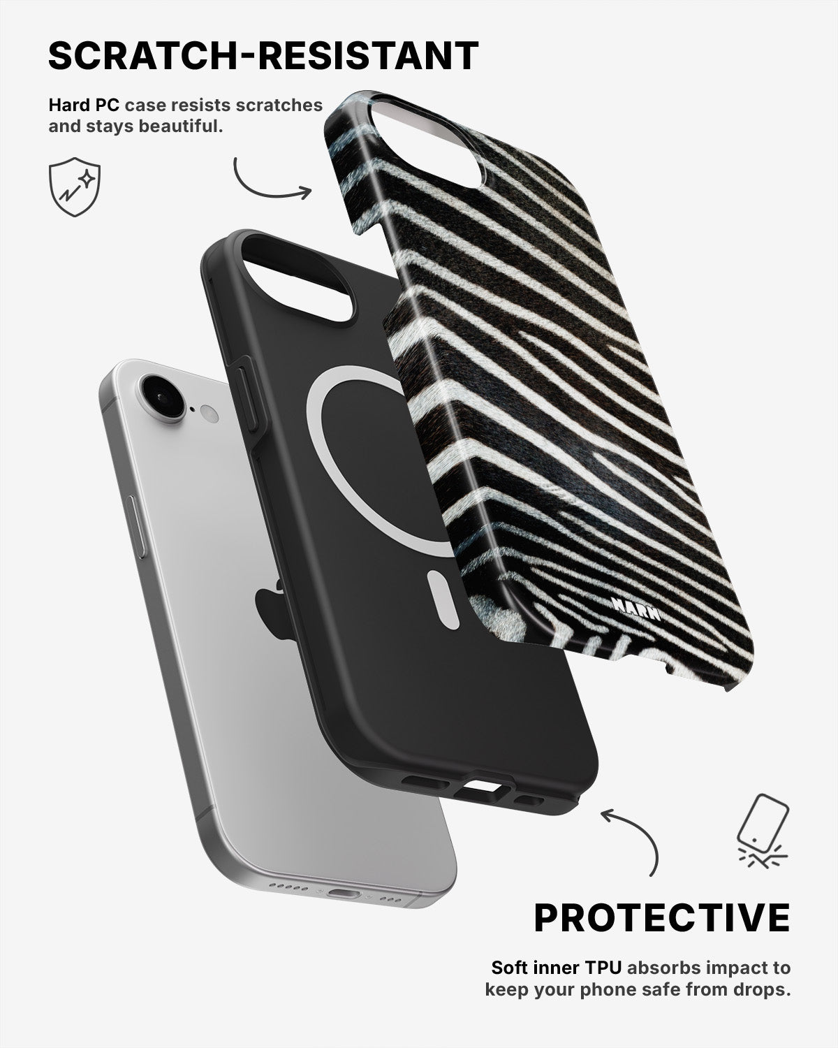 iPhone 17e Tough Case – Zebra Stripe - View 2