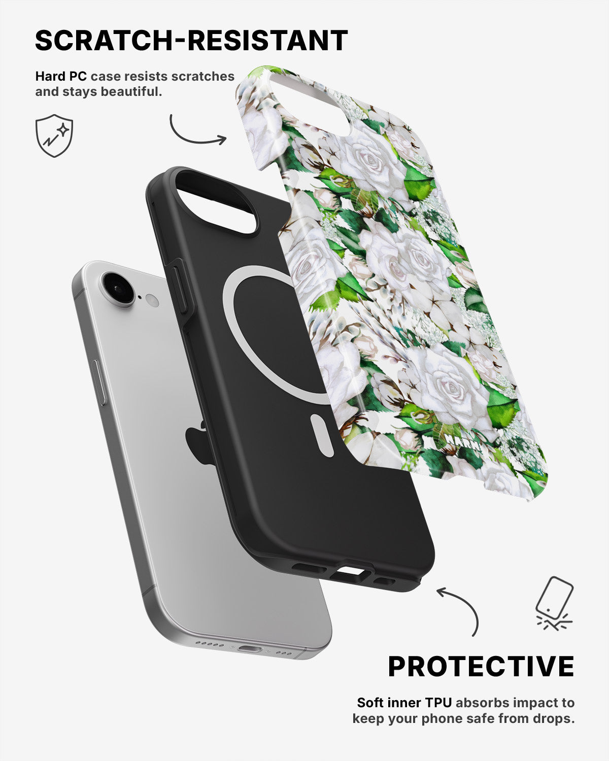 iPhone 17e Tough Case – White Bloom - View 2