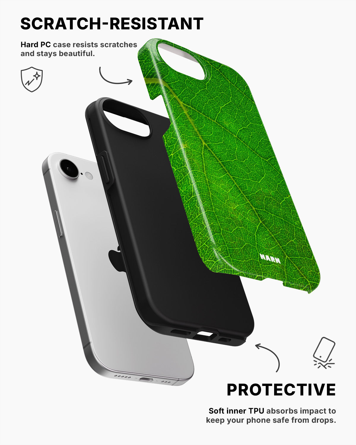 iPhone 17e Tough Case – Green Leafy - View 2