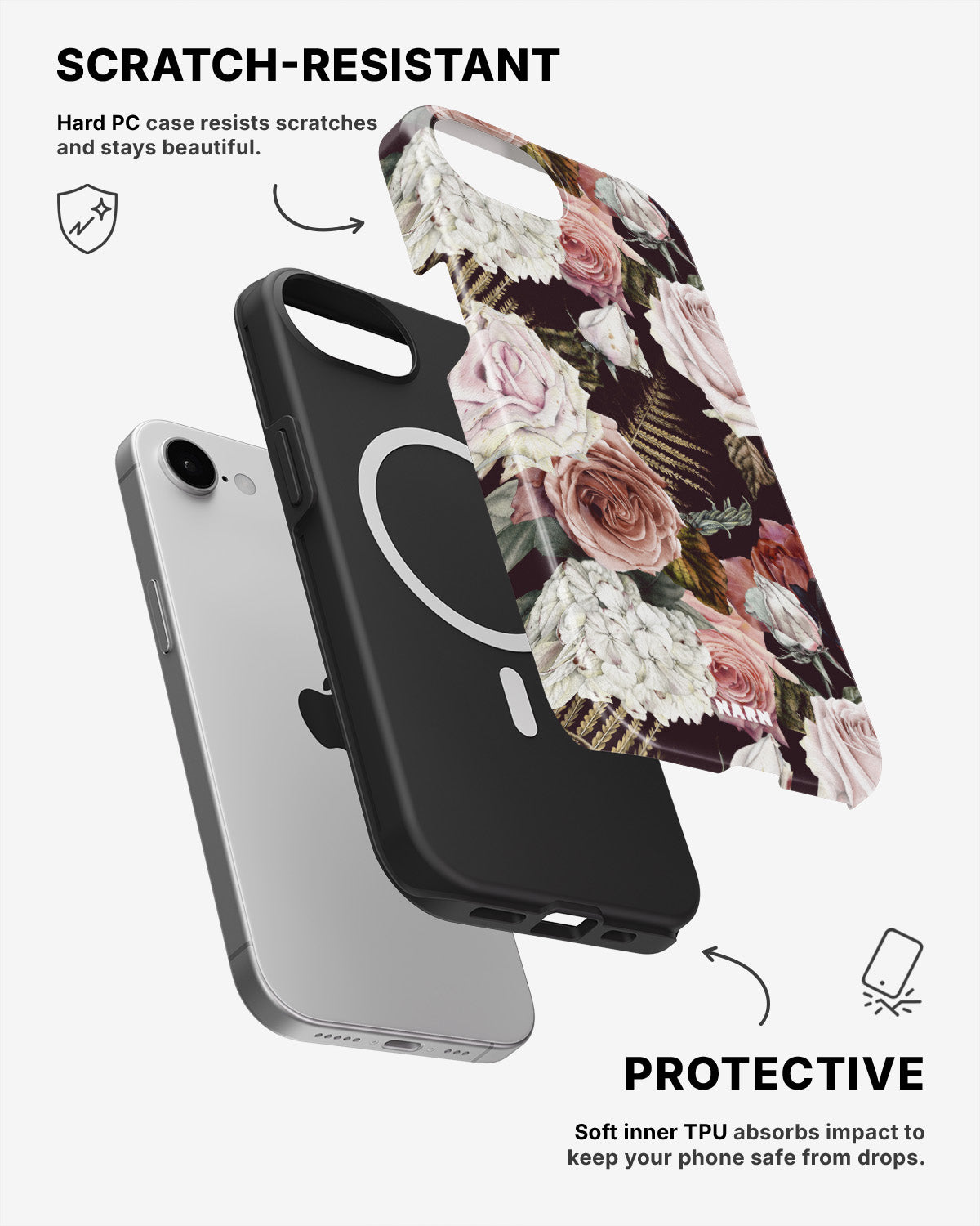 iPhone 17e Tough Case – Midnight Roses - View 2