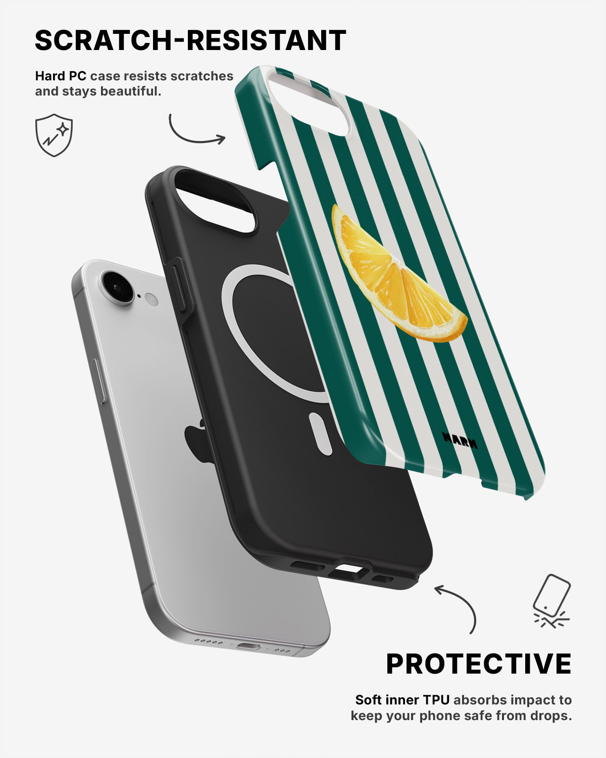 iPhone 17e Tough Case – Lemon Stripes - View 2