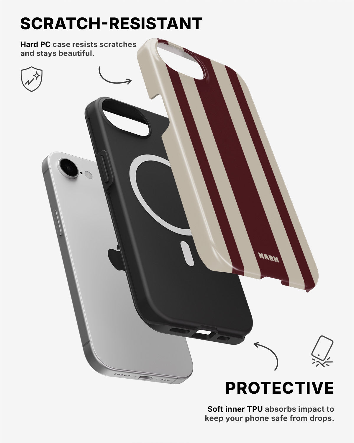 iPhone 17e Tough Case – Bordeaux Stripe - View 2