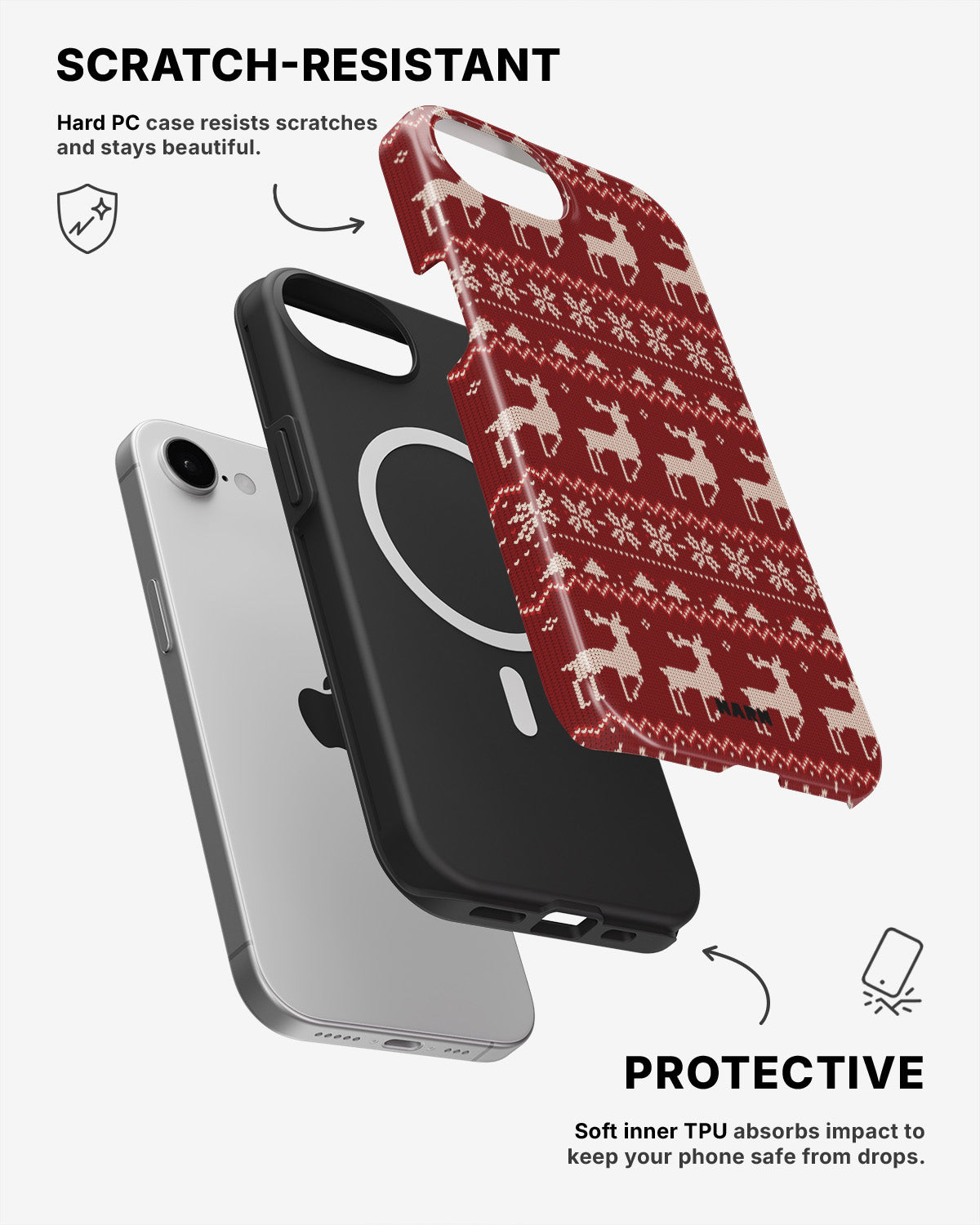 iPhone 17e Tough Case – Reindeer Knit - View 2