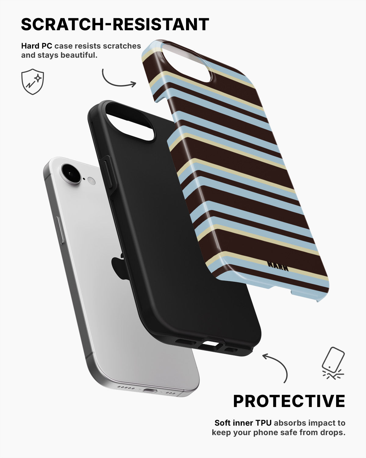 iPhone 17e Tough Case – Latte Lines - View 2