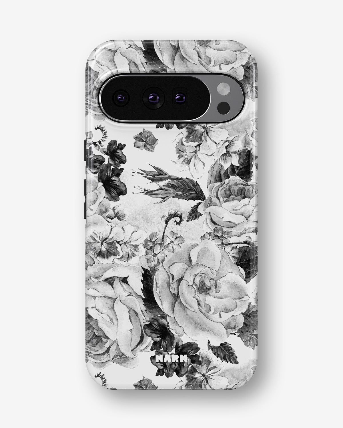 Google Pixel 10 Tough Case – Black & White Bloom - View 1