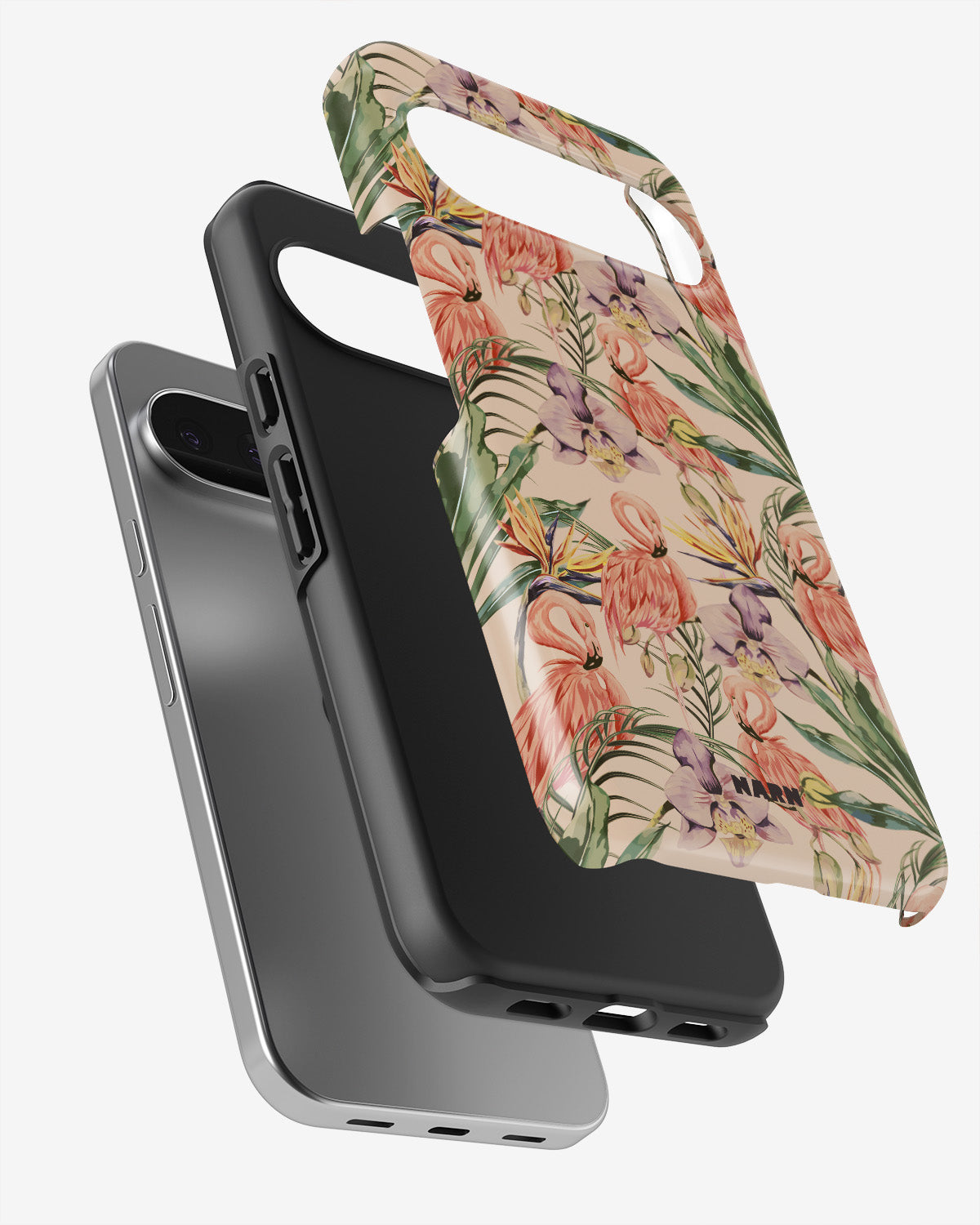 Google Pixel 10 Tough Case – Flamingos & Flowers - View 3