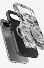 Google Pixel 10 Pro Tough Case – Black & White Bloom - View 2