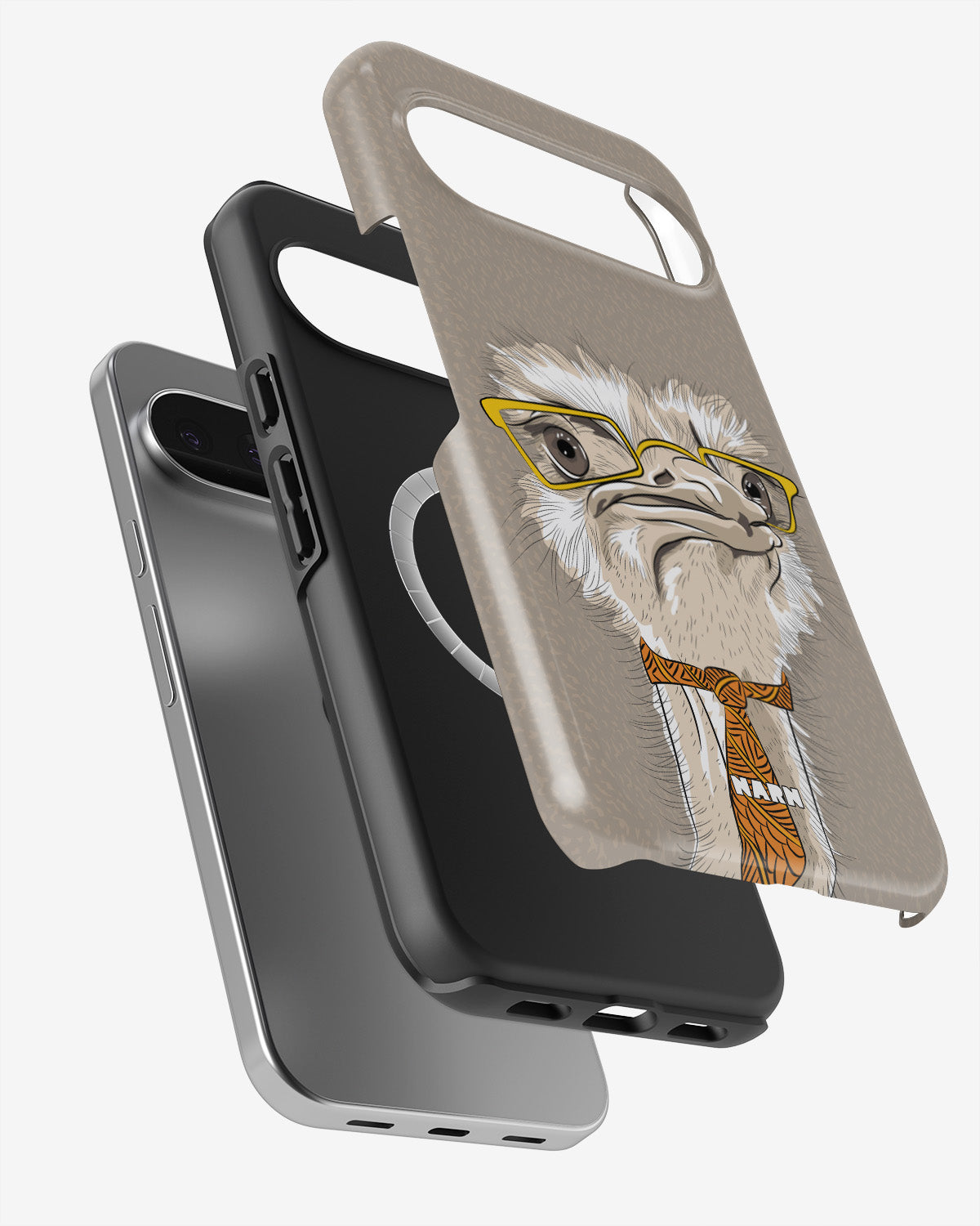 Google Pixel 10 Pro Tough Case – Hipster Ostrich - View 2