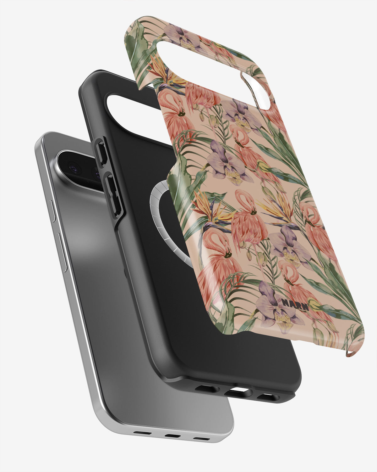 Google Pixel 10 Pro Tough Case – Flamingos & Flowers - View 2