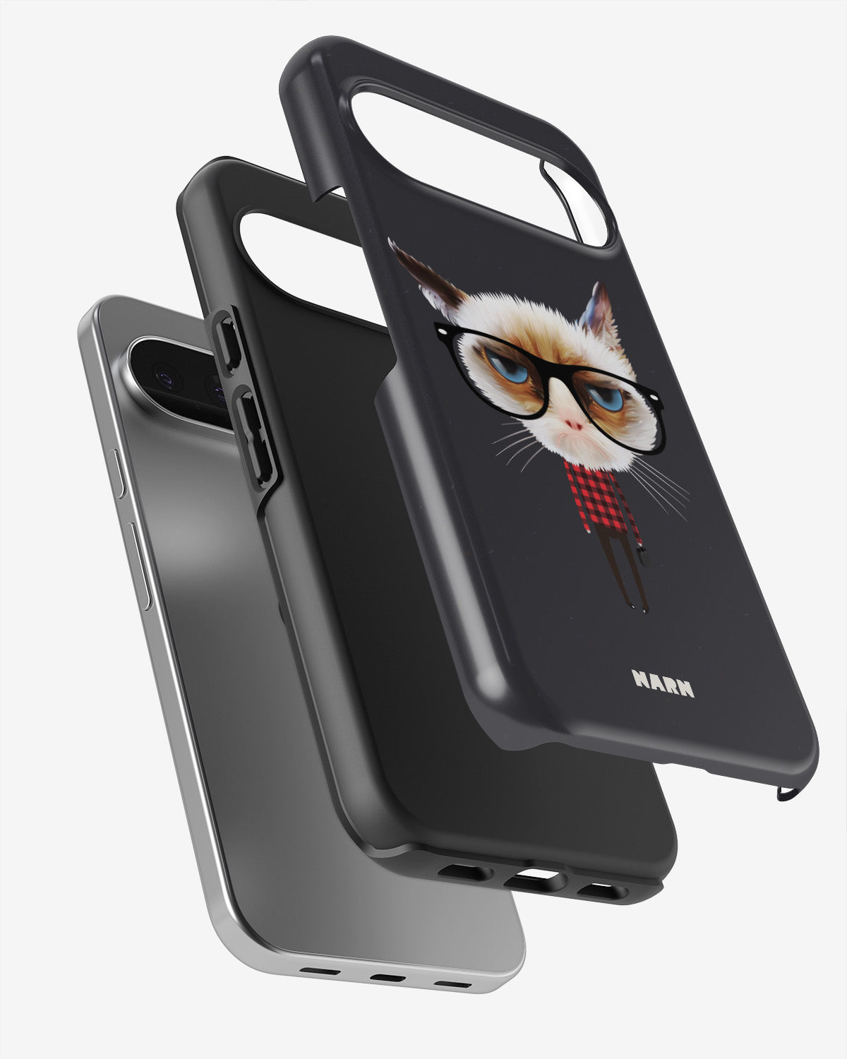 Google Pixel 10 Pro Tough Case – Hipster Cat - View 3