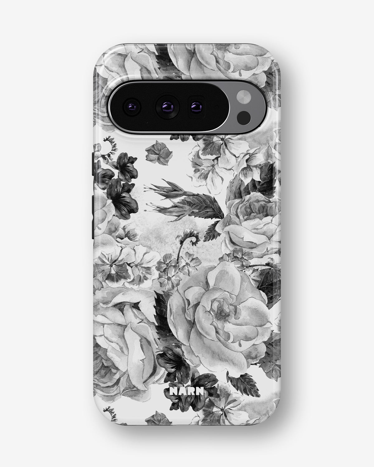 Google Pixel 10 Pro XL Tough Case – Black & White Bloom - View 1