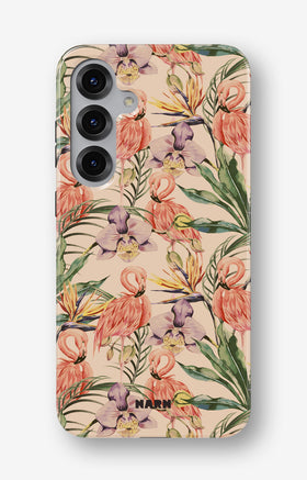 Samsung Galaxy S25 FE Tough Case – Flamingos & Flowers - View 1