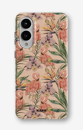 Samsung Galaxy S25 Edge Tough Case – Flamingos & Flowers - View 1
