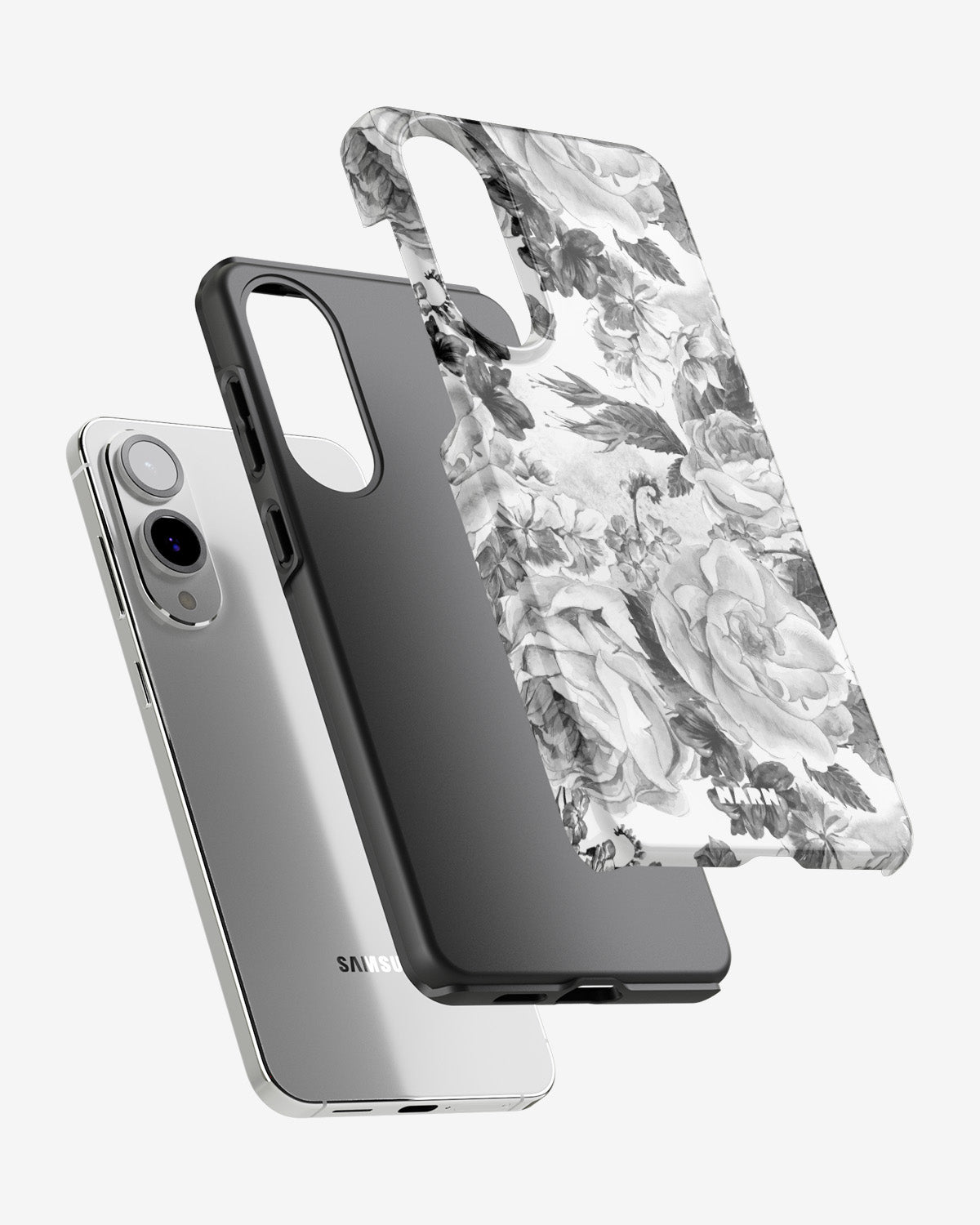 Samsung Galaxy S25 Edge Tough Case – Black & White Bloom - View 2