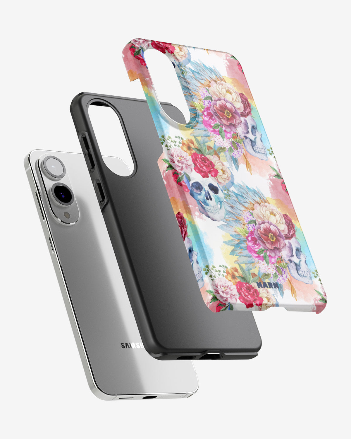 Samsung Galaxy S25 Edge Tough Case – Flowered Skulls - View 2