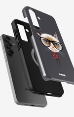 Samsung Galaxy S25 Plus Tough Case – Hipster Cat - View 2