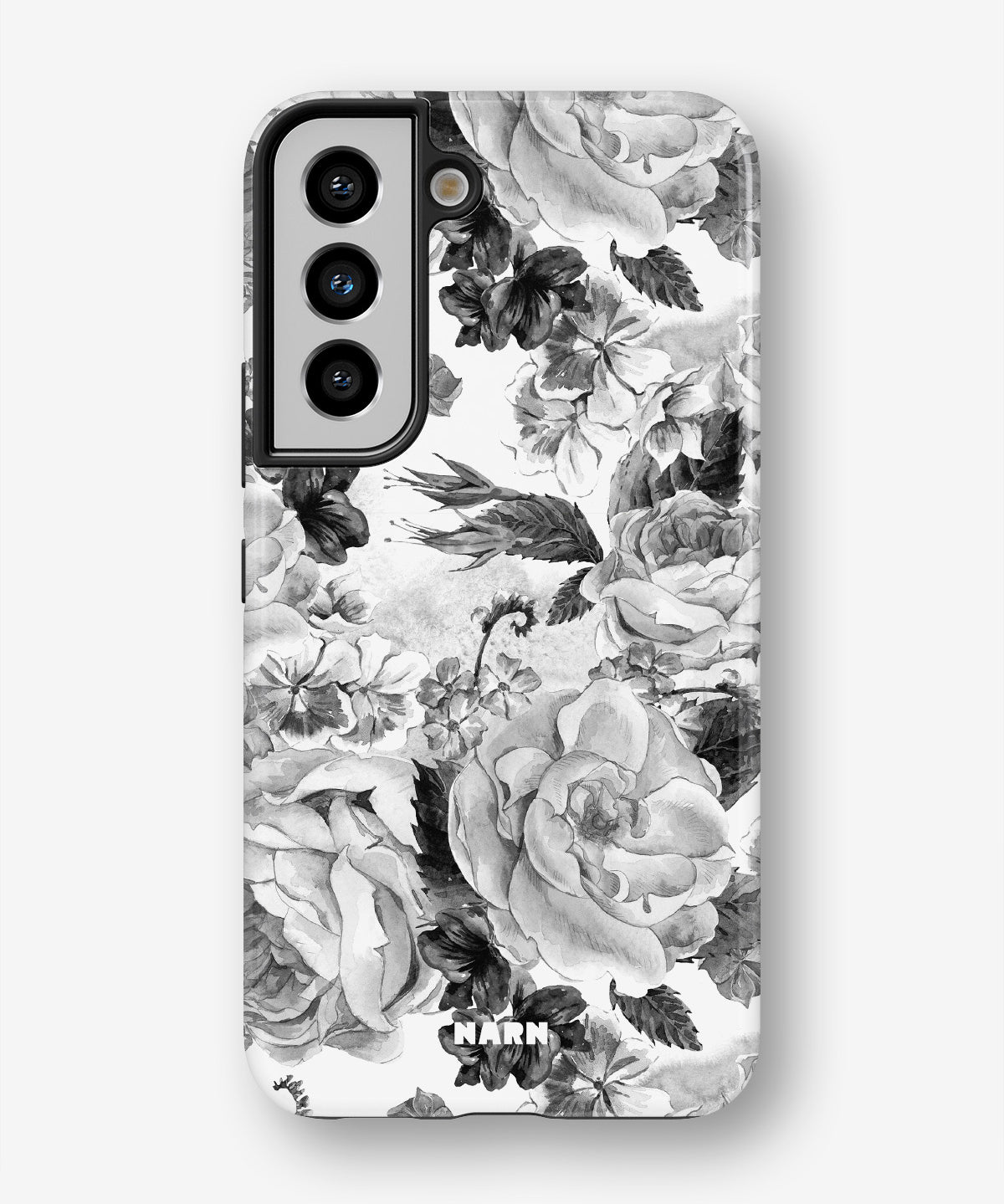 Samsung Galaxy S21 FE Tough Case – Black & White Bloom - View 1