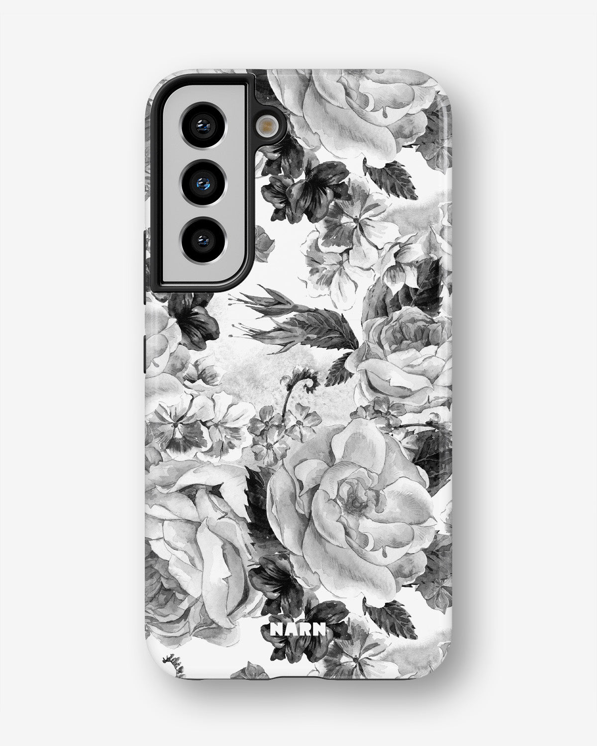 Samsung Galaxy S21 FE Tough Case – Black & White Bloom - View 1