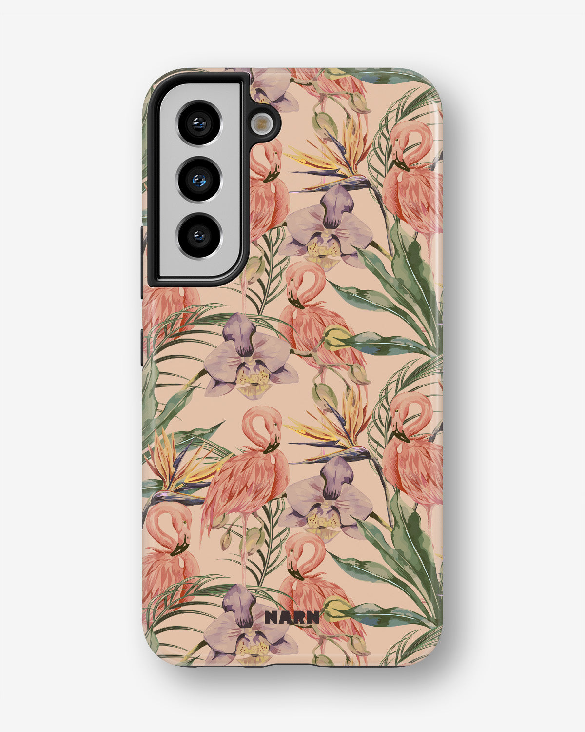 Samsung Galaxy S21 FE Tough Case – Flamingos & Flowers - View 1
