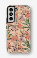 Samsung Galaxy S21 FE Tough Case – Flamingos & Flowers - View 1