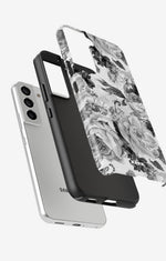 Samsung Galaxy S21 FE Tough Case – Black & White Bloom - View 2