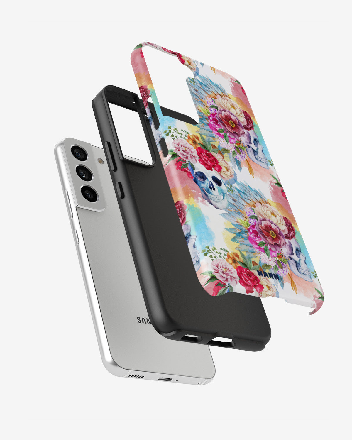 Samsung Galaxy S21 FE Tough Case – Flowered Skulls - View 2