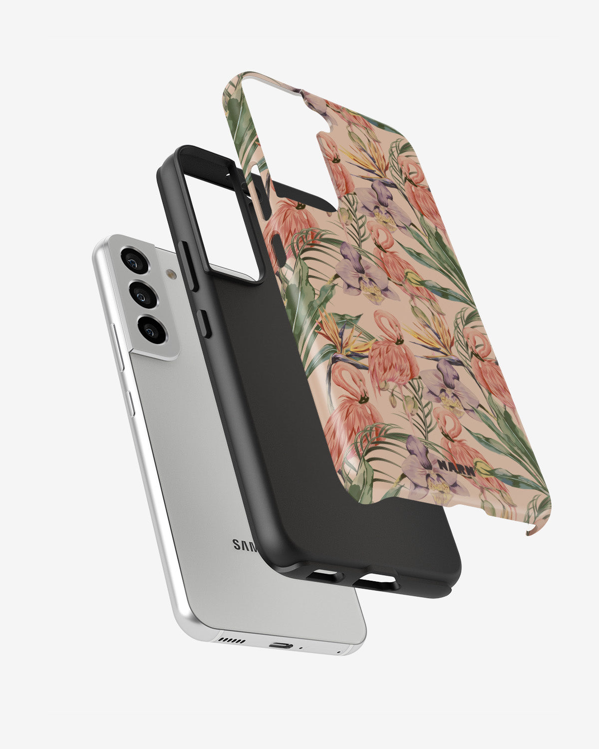 Samsung Galaxy S21 FE Tough Case – Flamingos & Flowers - View 2