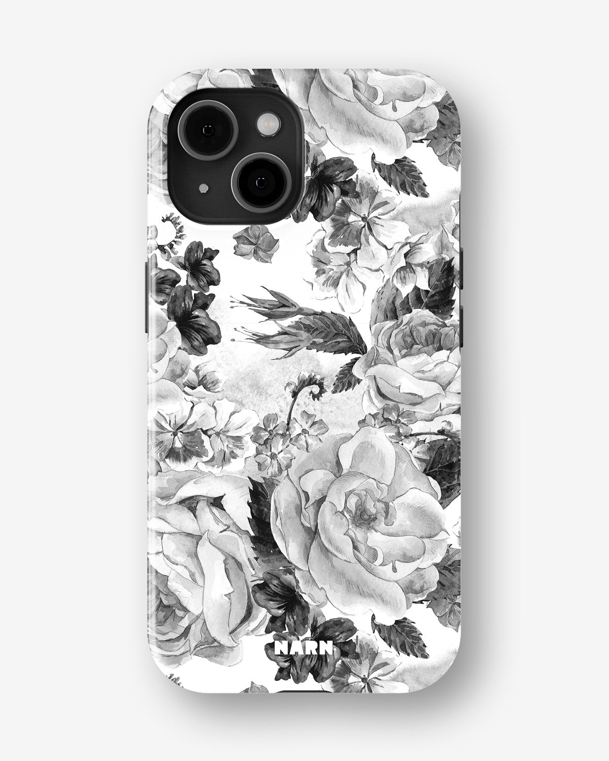 iPhone 14 Plus Tough Case – Black & White Bloom - View 1