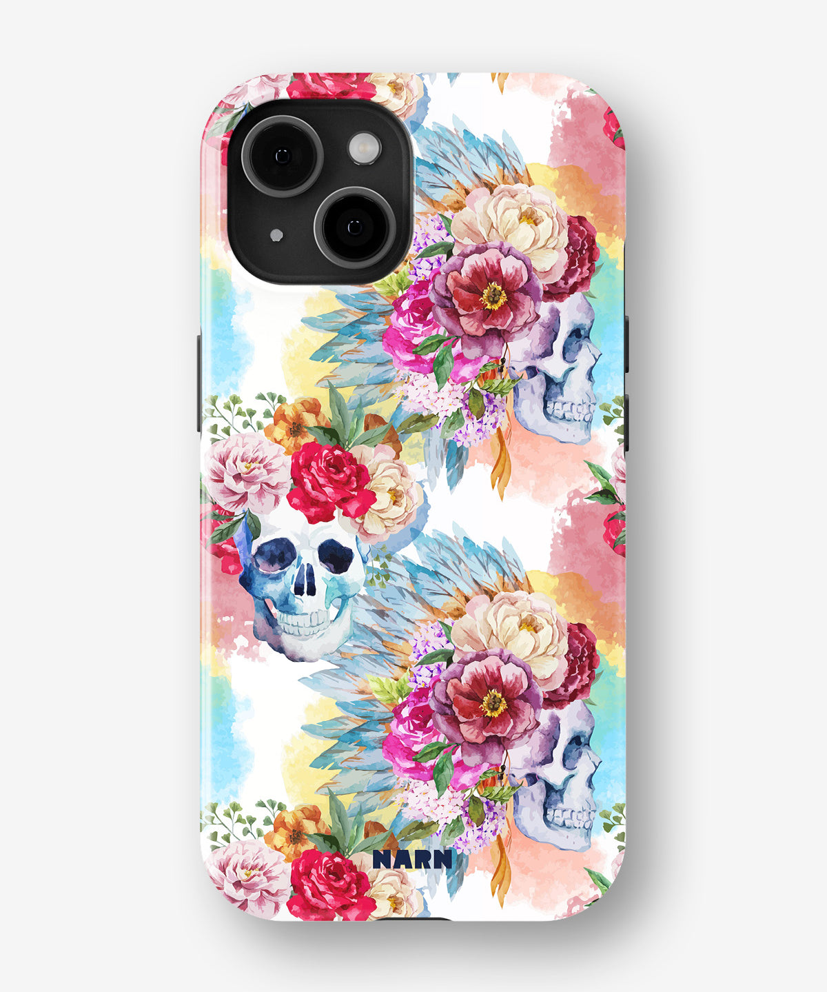 iPhone 14 Plus Tough Case – Flowered Skulls - View 1