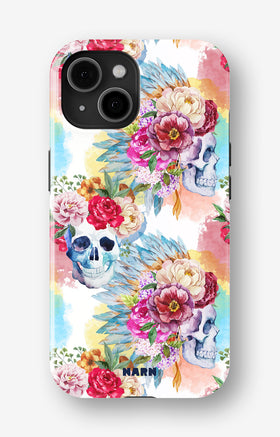 iPhone 14 Plus Tough Case – Flowered Skulls - View 1