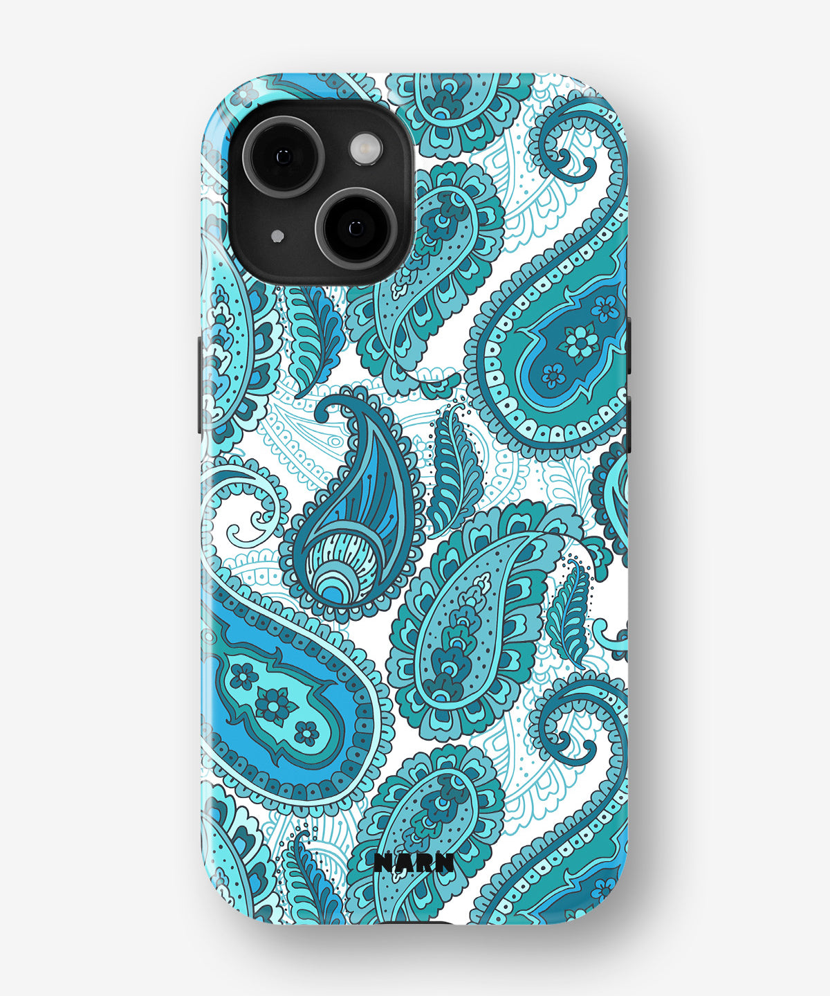 iPhone 14 Plus Tough Case – Turquoise Paisley - View 1