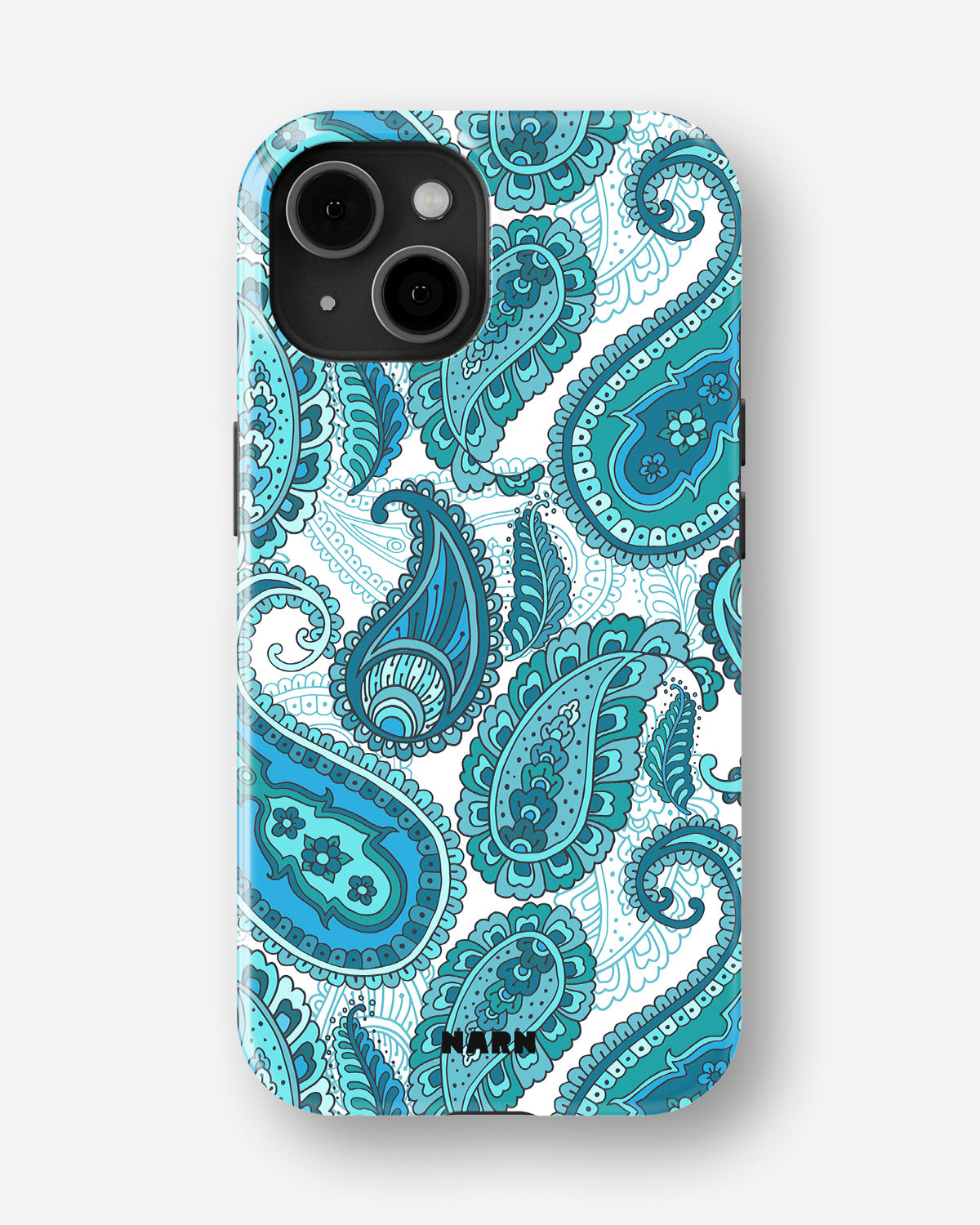 iPhone 14 Plus Tough Case – Turquoise Paisley - View 1