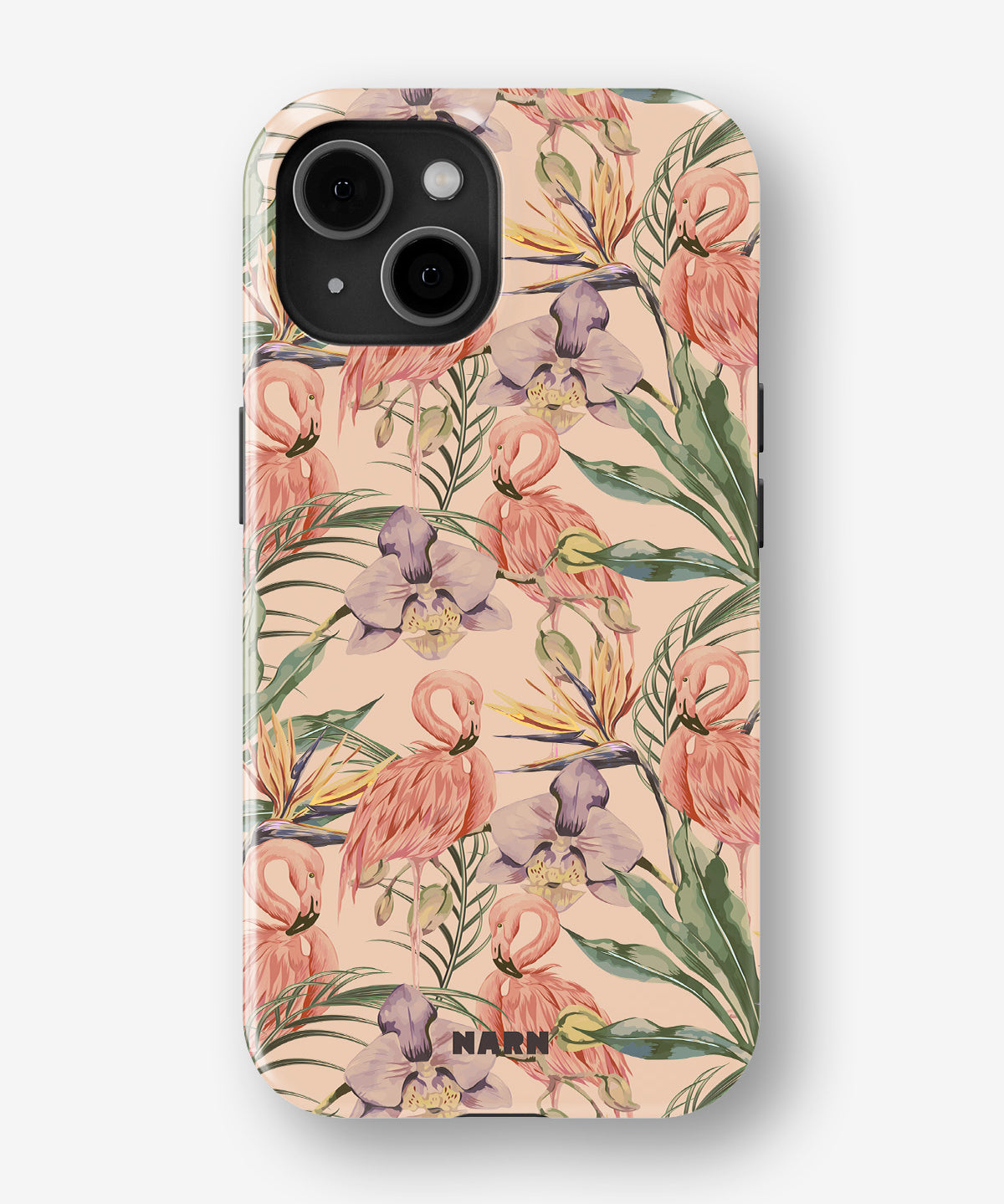 iPhone 14 Plus Tough Case – Flamingos & Flowers - View 1