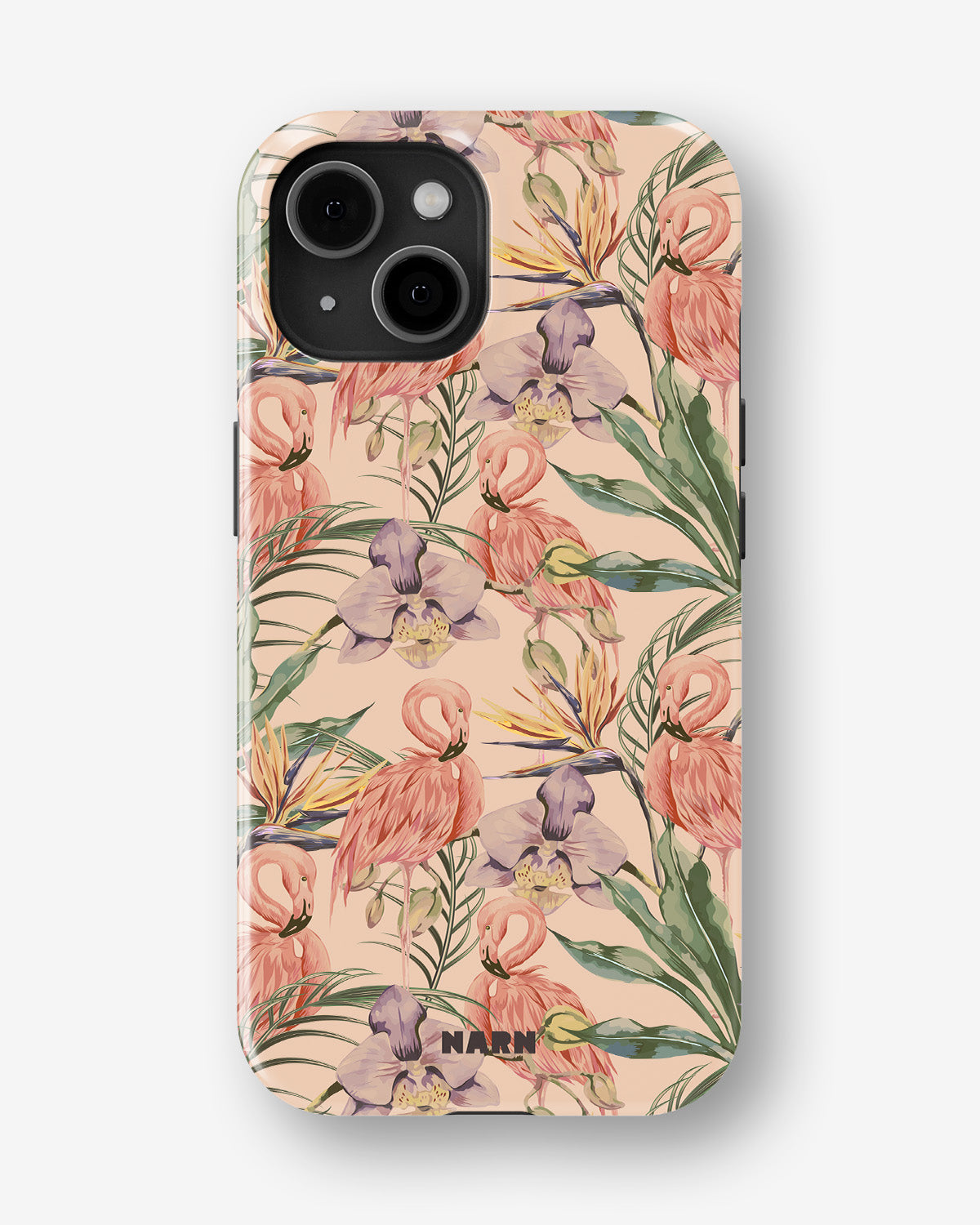 iPhone 14 Plus Tough Case – Flamingos & Flowers - View 1