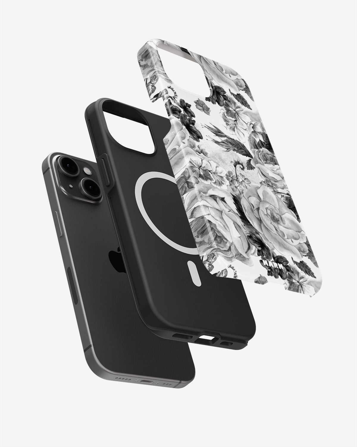 iPhone 14 Plus Tough Case – Black & White Bloom - View 2
