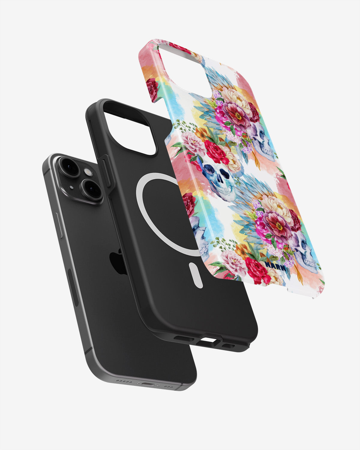 iPhone 14 Plus Tough Case – Flowered Skulls - View 2