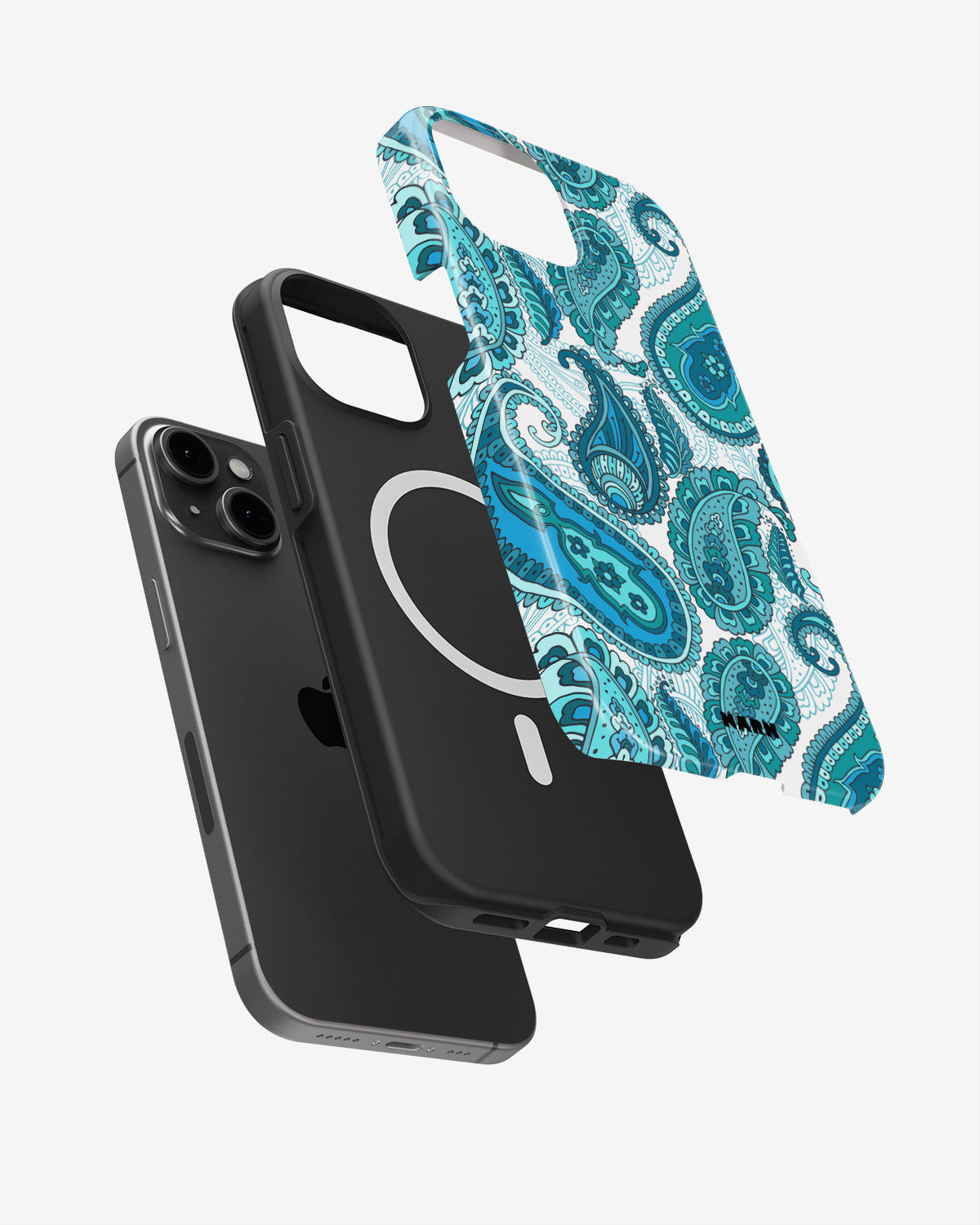 iPhone 14 Plus Tough Case – Turquoise Paisley - View 2